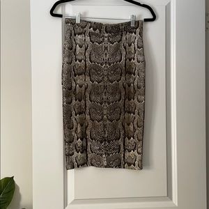 Brown Snake print soft body-con pencil skirt